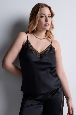 Aubade Midnight Whisper Black Silk V Neck Camisole - Silk Loungewear