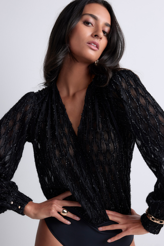 Aubade Les Bodys Black Long Sleeve Bodysuit | Luxury Body