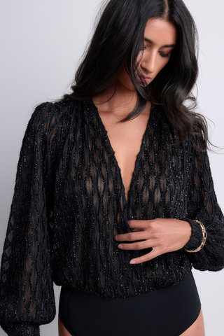 Aubade Les Bodys Black Long Sleeve Bodysuit | Luxury Body