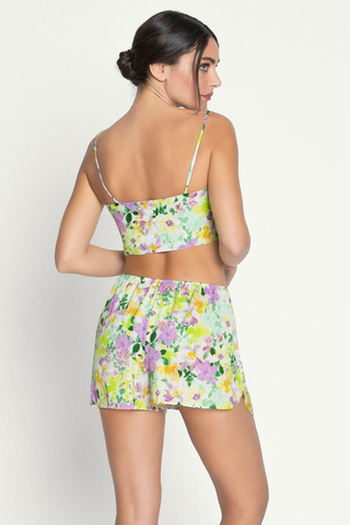 Lise Charmel Floral Print Satin Crop Top - Strappy Top