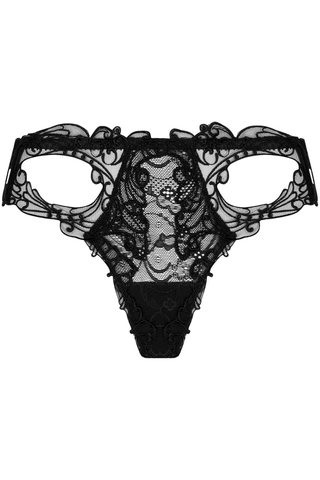 French luxury black lace mini thong from Lise Charmel Soir de Venise collection