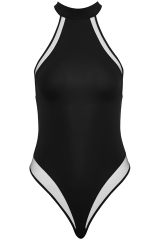 Maison Close Pure Tentation American Collar Black Thong Bodysuit