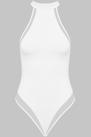 High Neck White Thong Bodysuit Maison Close Pure Tentation - French Lingerie