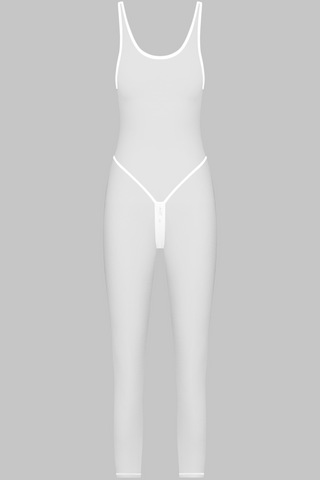 Maison Close Pure Tentation White Jumpsuit with Zip - Sheer Lingerie