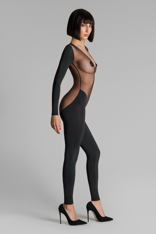 Black Long Sleeve V Neck Jumpsuit - Maison Close Pure Tentation