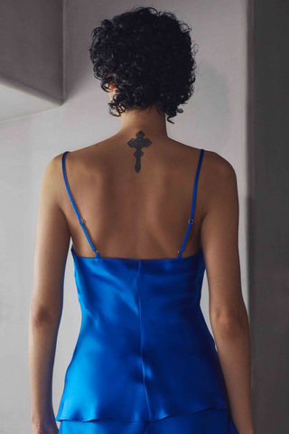 Marjolaine Betty Blue Silk Camisole - Silk Lounge Top