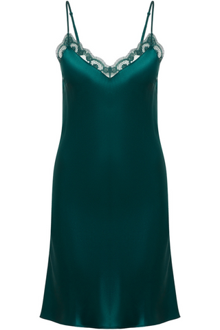 Simone Pérèle Love Me Emerald Silk & Embrodiery Nightdress - Silk Nightie
