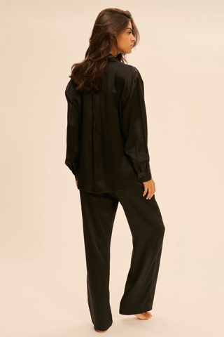 Simone Pérèle Love Me Black Silk & Embrodiery Pyjama Shirt