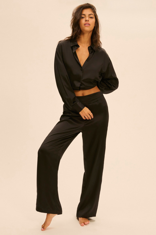 Simone Pérèle Love Me Black Silk Trousers - Luxury Pyjama Bottoms