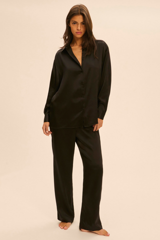 Simone Pérèle Love Me Black Silk Trousers - Luxury Pyjama Bottoms